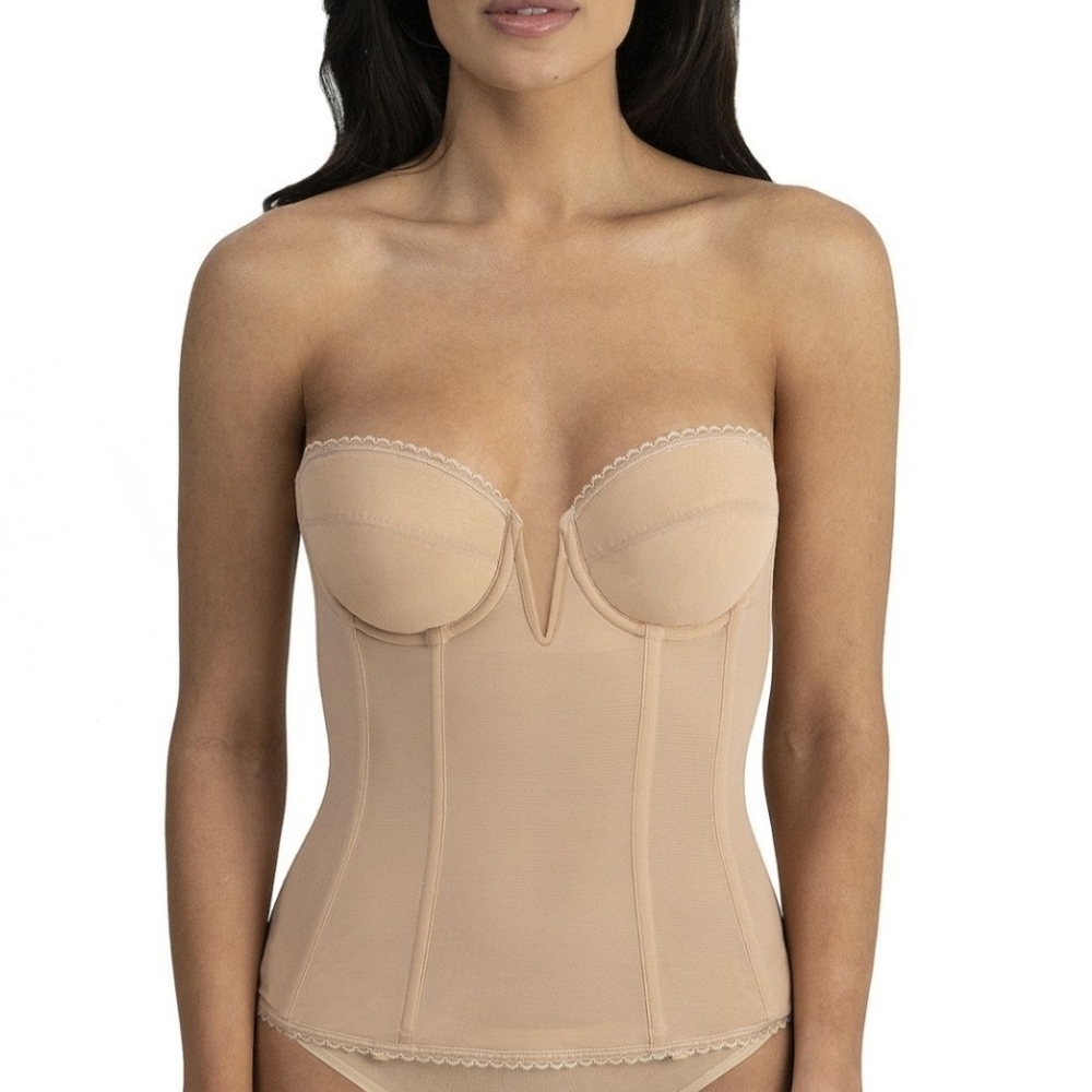 Dominique V-Wire Straples Full Lenght Bridal Corset With Garter 8990 Sz 40D